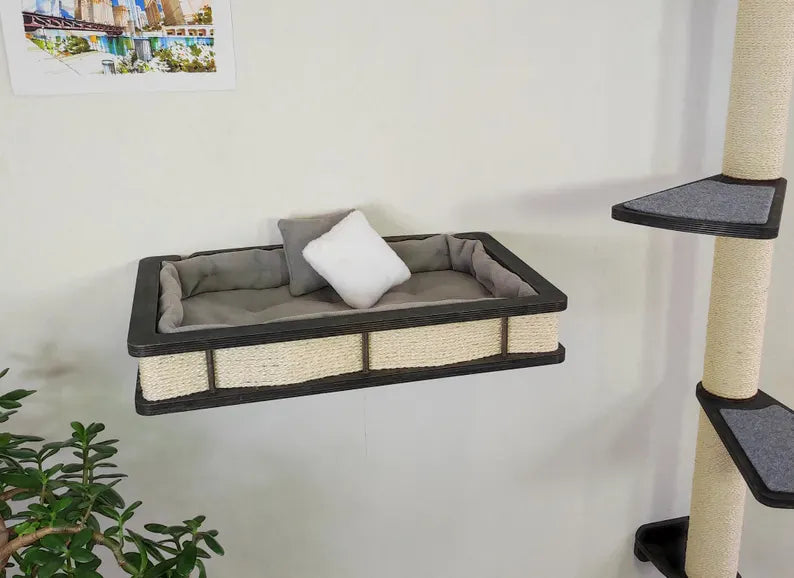 Cat wall bed wth cushion and sisal board