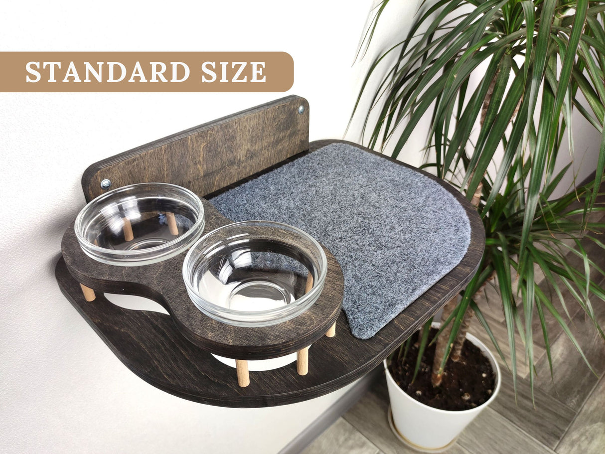 Cat feeding shelf in dark color