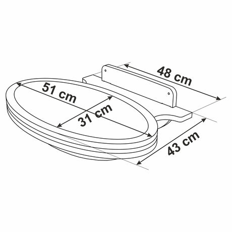 Measurement chart of a product with dimensions labeled in centimeters.