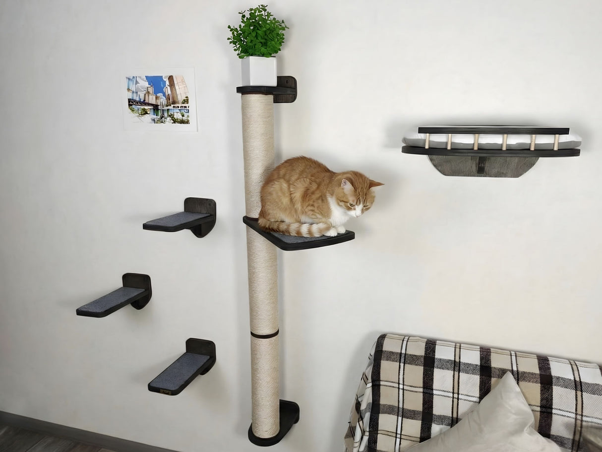 Kompaktes Katzenwandmöbel-Set „Viny“ - Treppe, Bett, Kratzbaum