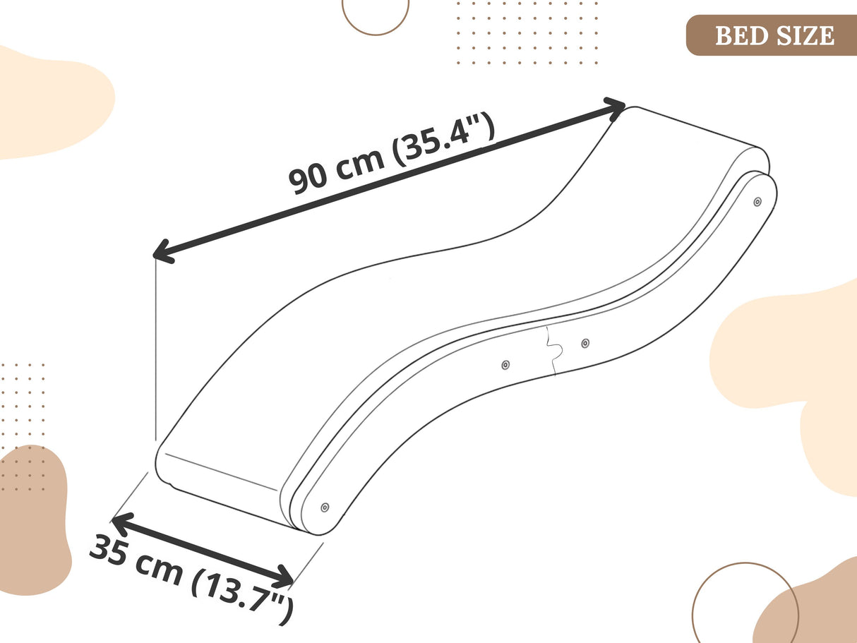 Diagram of a bed frame with dimensions labeled