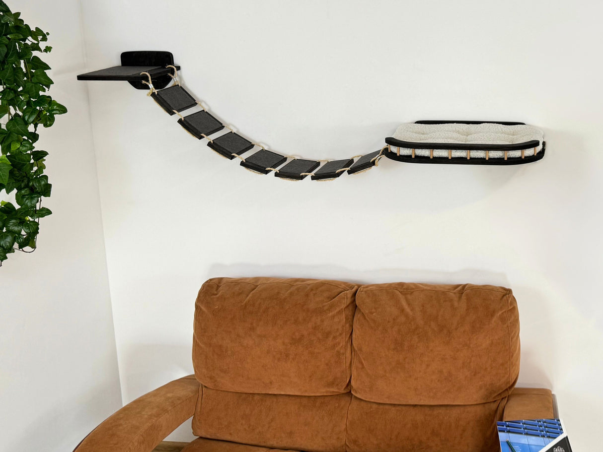 Étagère pour chat avec coussin moelleux et pont latéral attaché