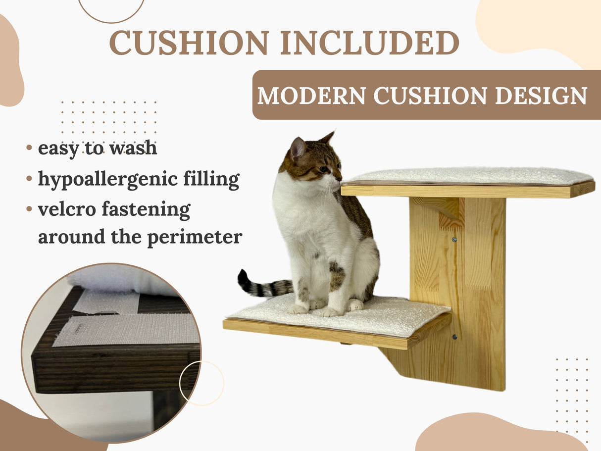modern cushion design of two-level cat wall