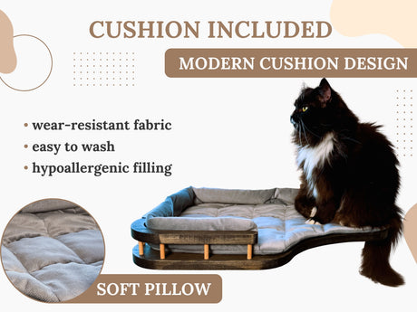 Window Cat Bed with Soft Cushion (Wall-Mounted) - dark color