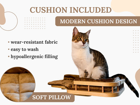 Window Cat Bed with Soft Cushion (Wall-Mounted)