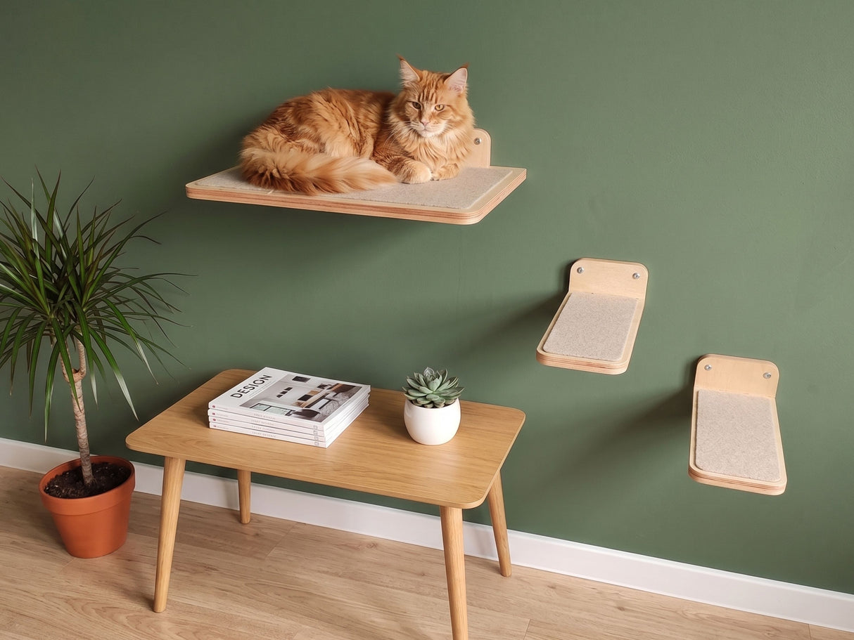 Cat Shelf with 2 Steps – (Wall Mounted)