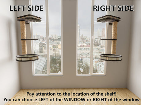 cat window scratching post with 2 beds and step