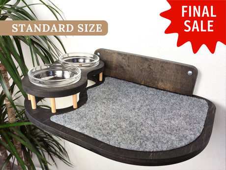 Wall mounted cat feeder shelf