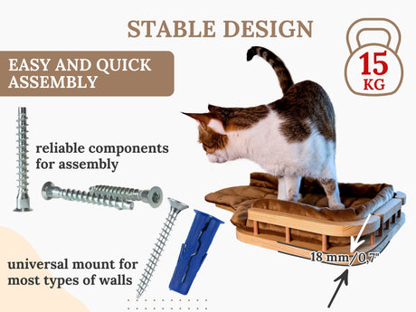 Stable design cat wall shelf