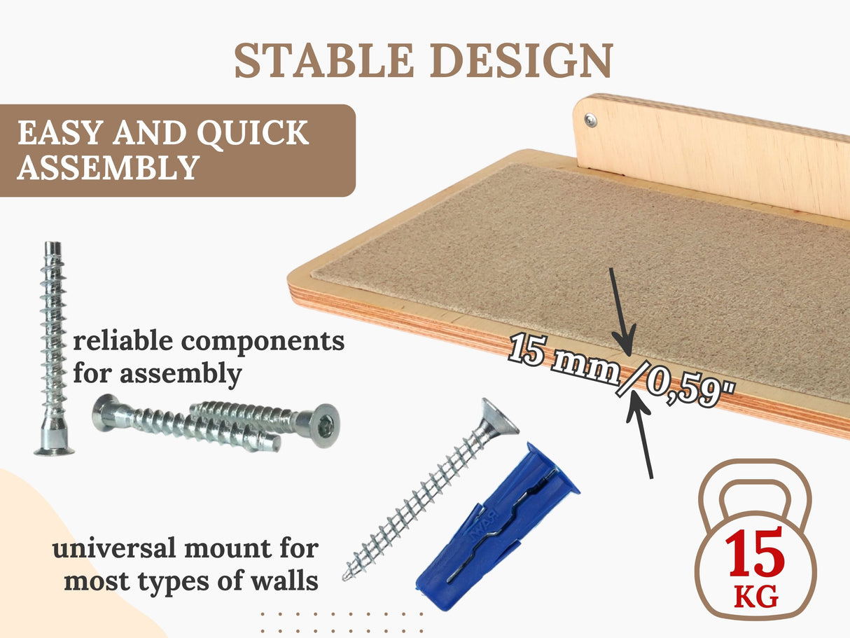 Product packaging with assembly components and design features on a white background