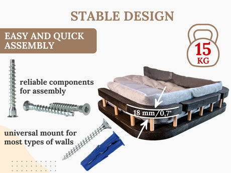 Stable design cat wall shelf