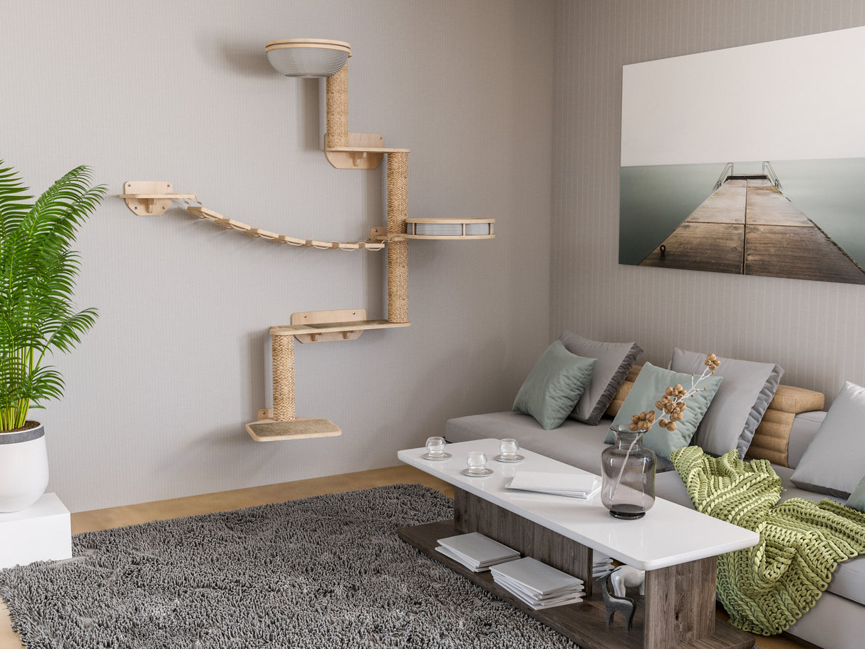 Modular Cat Tree Wall System – Climbing Set with Bridge & Beds