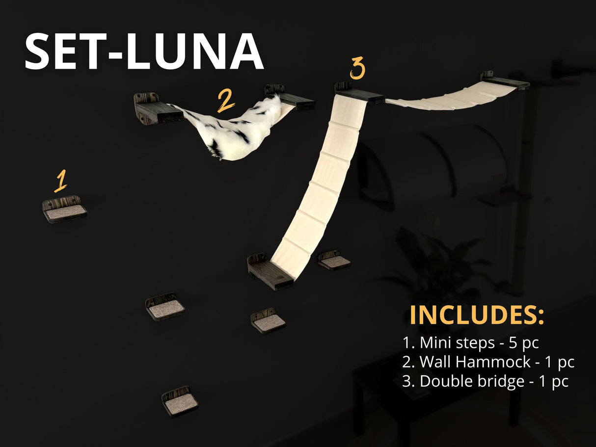 Cat wall steps, cat wall hammock, cat wall bridge