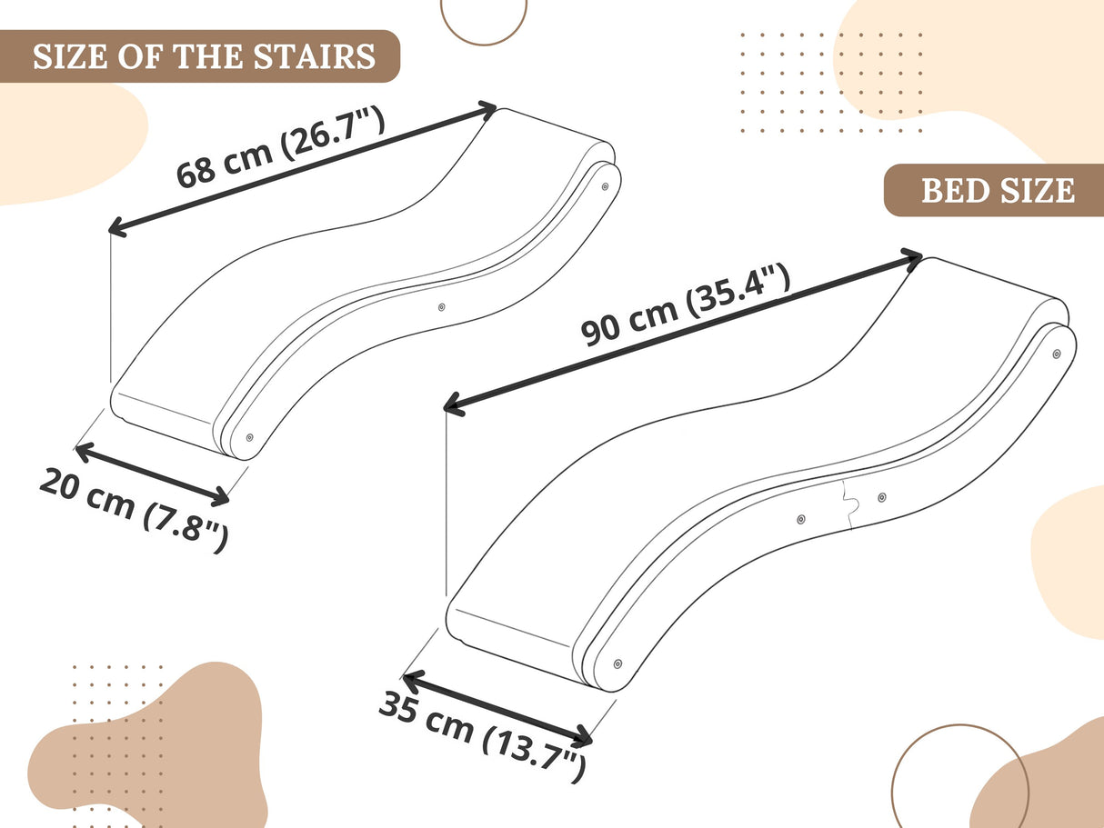 Wall Mounted Cat Furniture Set – Curved Cat Shelf Bed with Cushion & 2 Climbing Steps