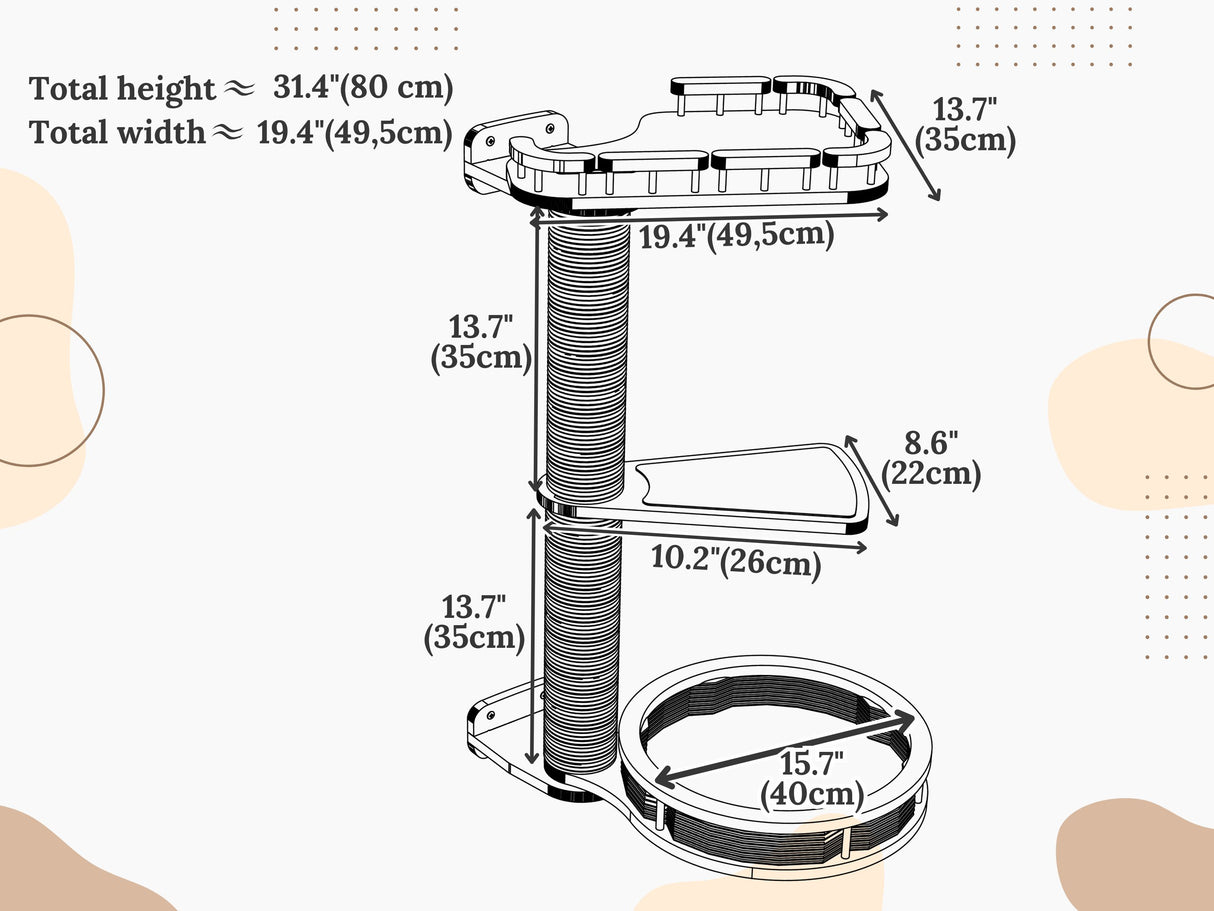 Meubles pour chats avec griffoirs, étagères rotatives et coussins douillets