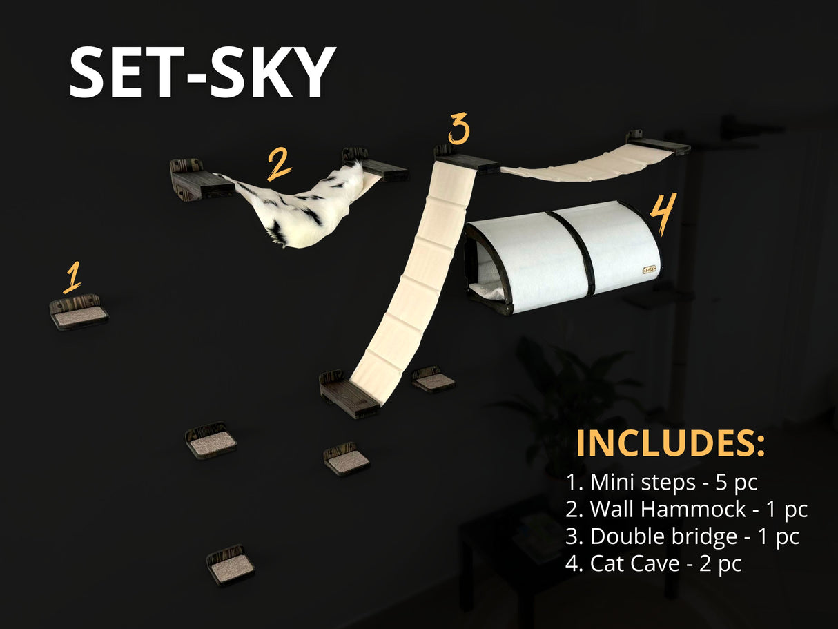 Cat wall steps, cat wall hammock, cat wall bridge, cat wall tunel bed