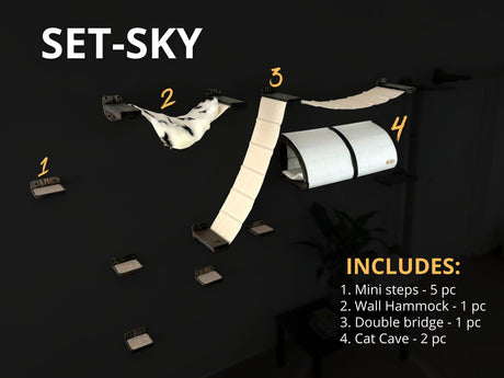 Cat wall steps, cat wall hammock, cat wall bridge, cat wall tunel bed