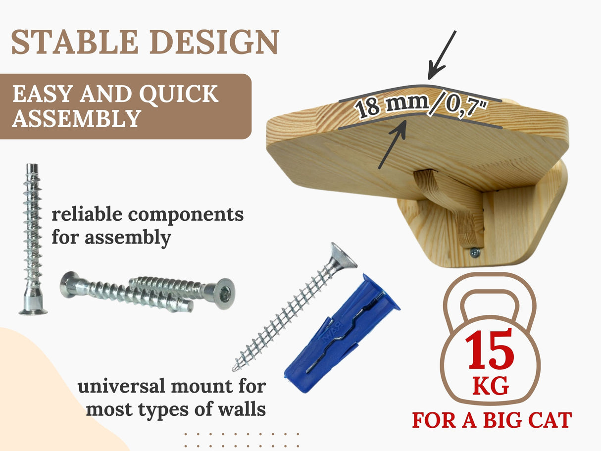 durable hexgonal Wall-Mounted Cat Step