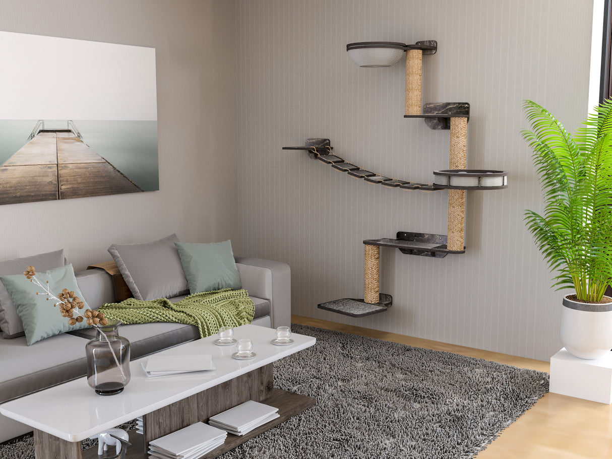 Modular Cat Tree Wall System – Climbing Set with Bridge & Beds
