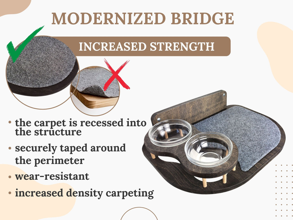 Cat feeding shelf in dark color - wall mounted