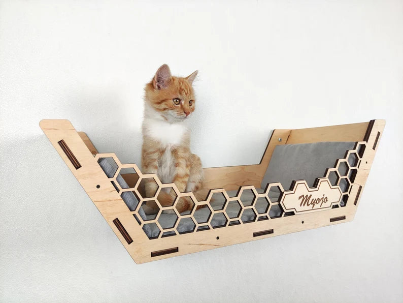 cat wall bed with cushion