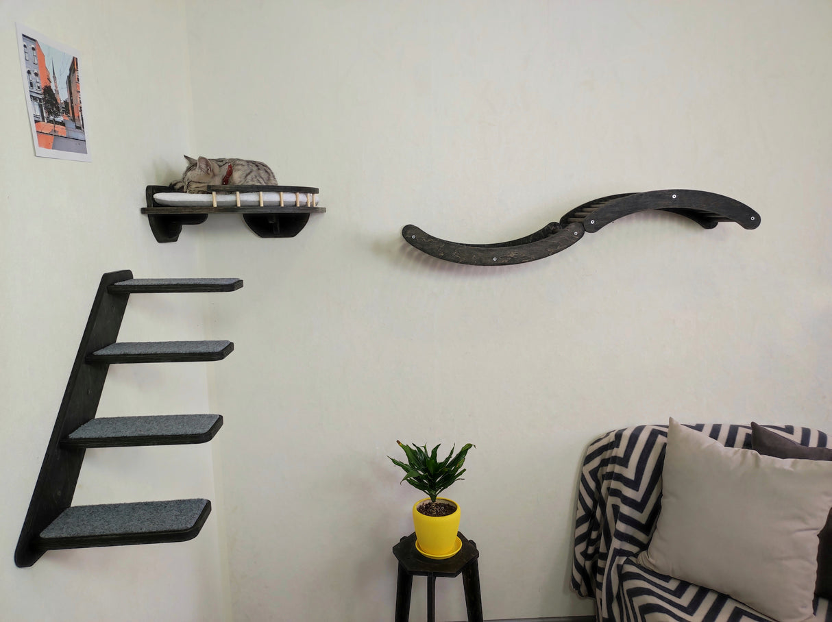 Modular Cat Wall Furniture – Stairs, Shelf & Wave Bridge