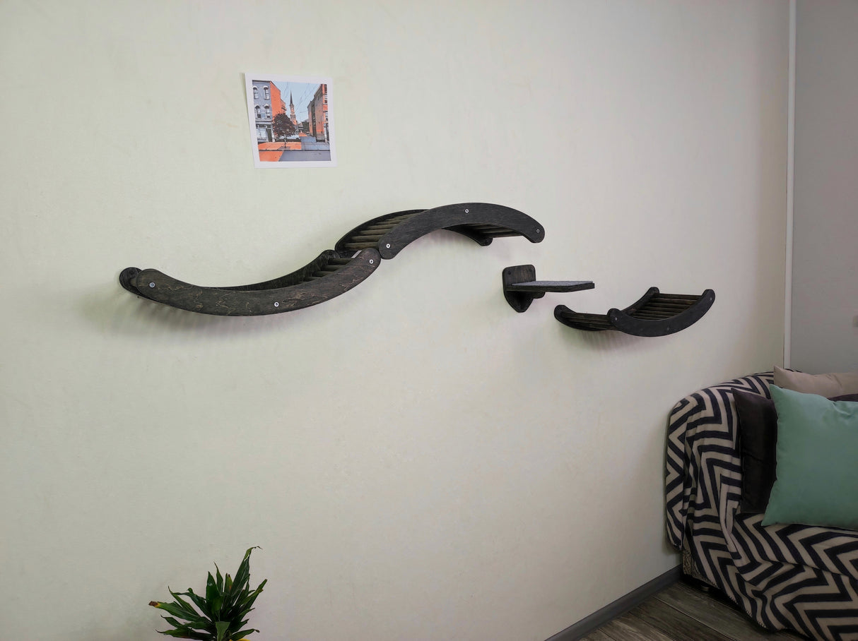 Cat wall furniture set - dark color