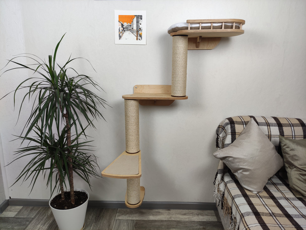 Vertical Cat Wall Tree - Scratching Post Plus Shelf on Top