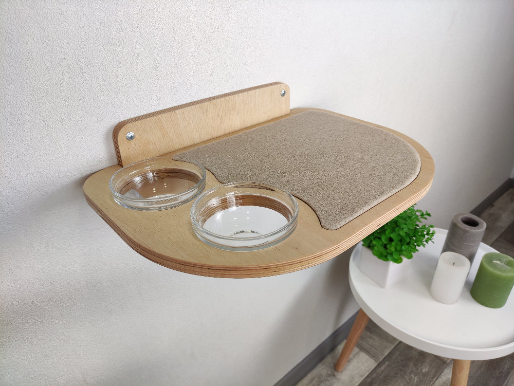 Cat feeding shelf - natural color