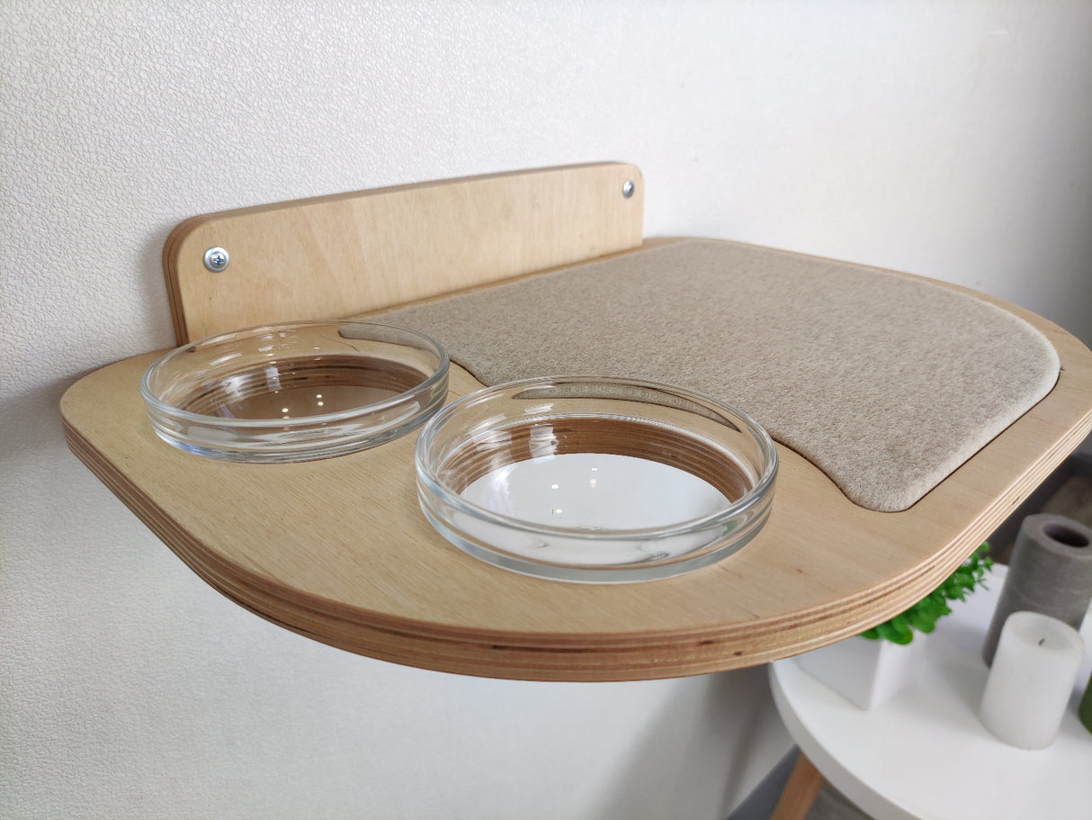 Cat feeding shelf - natural color