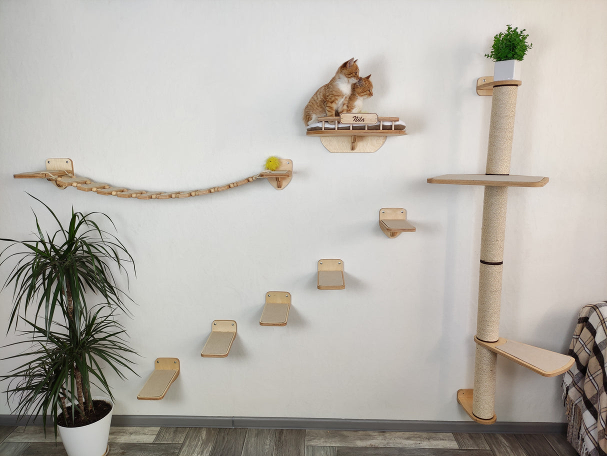 Wall mounted cat play complex