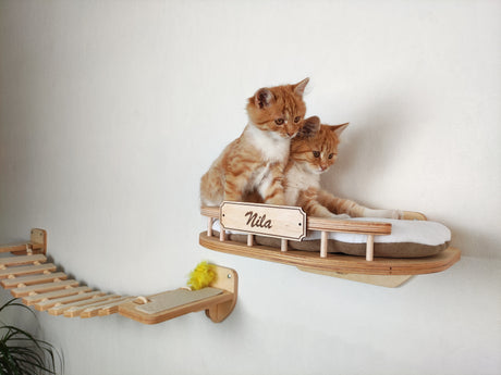 Wall mounted cat bed with soft cushion