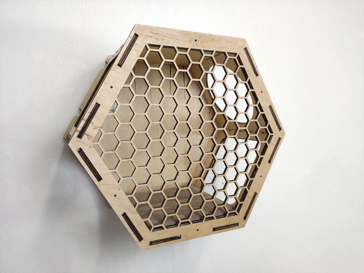 Cat Hexagon Shelf with Cushion - natural color