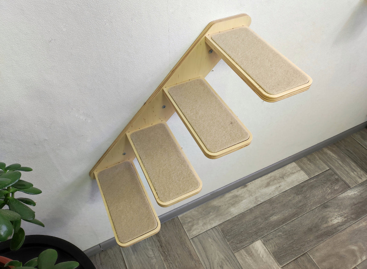 Modern cat furniture ladder with easy wall installation and secure universal anchors.