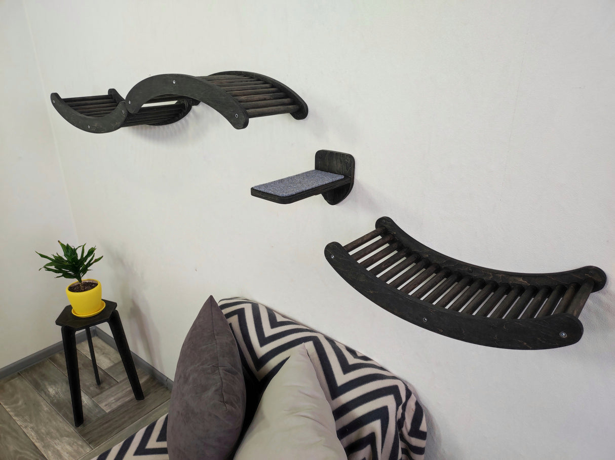 Cat climbing set for wall - dark color