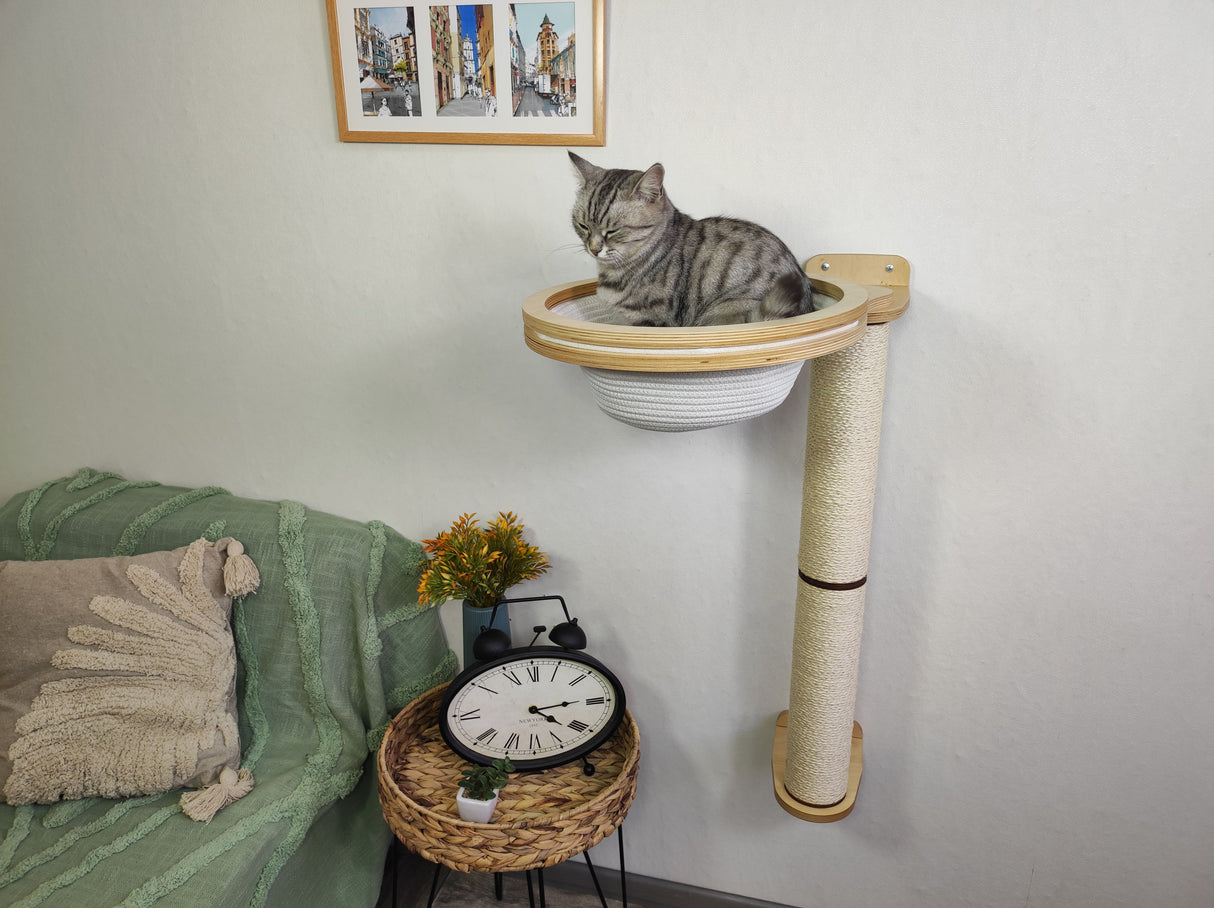 Cat wall cotton basket - Natural & Scratching Post plus ECO Round Basket