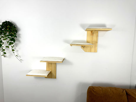 set of two light double wall cat shelves