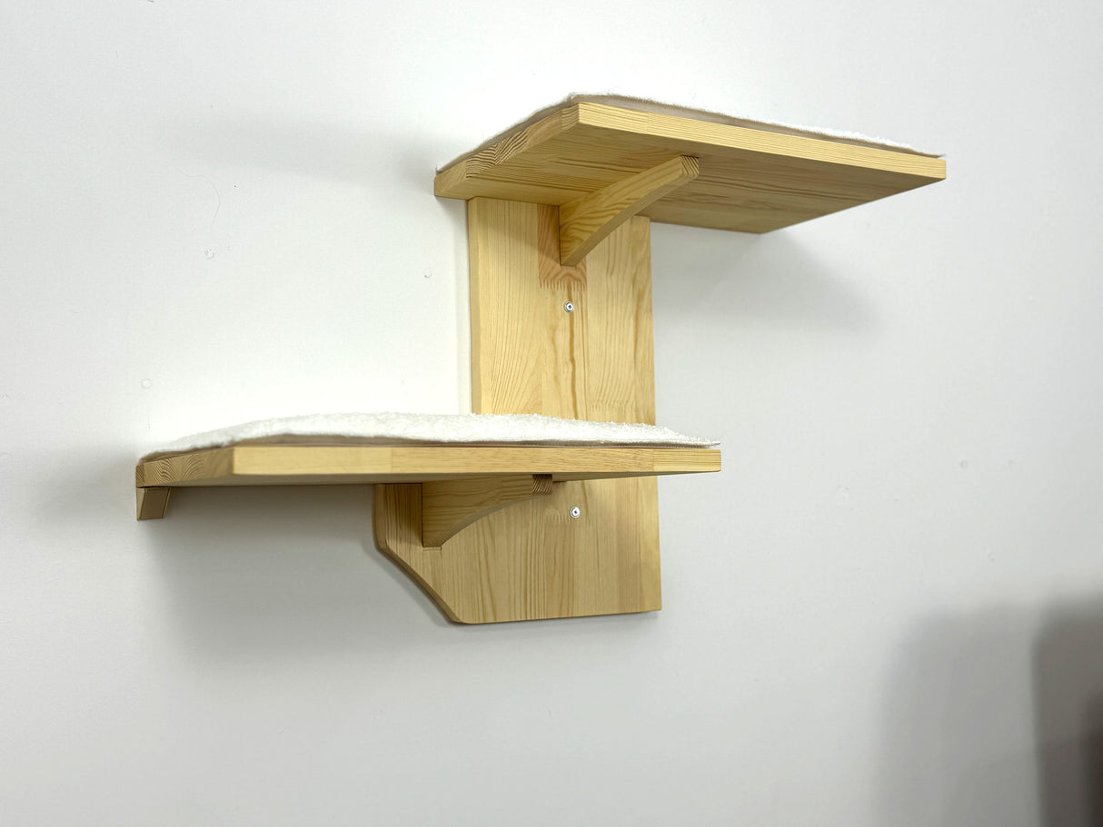 light two-level cat wall shelves