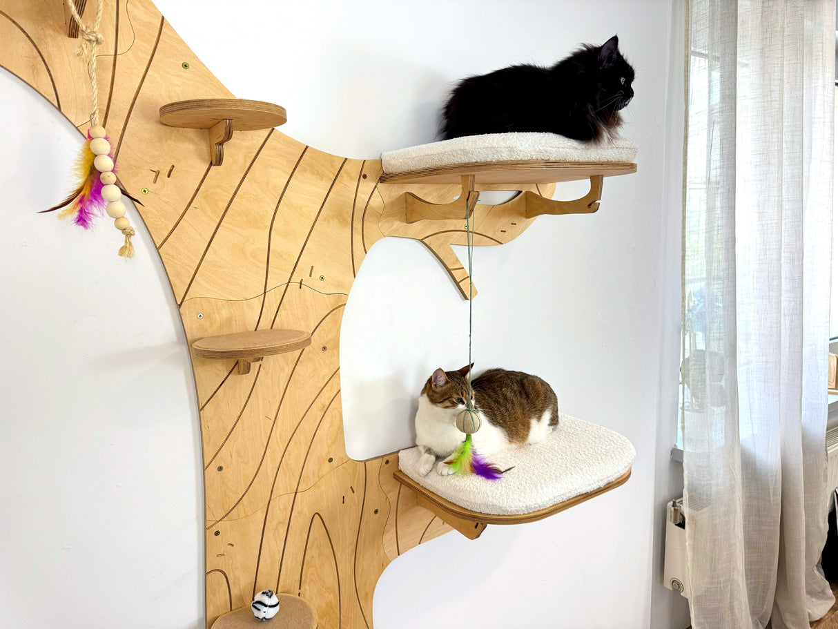 cat wall tree with 3 beds with soft cushions for cats
