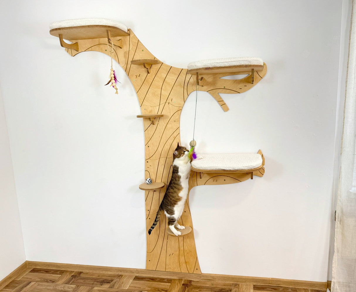 Cat wall tree with shelf for rest