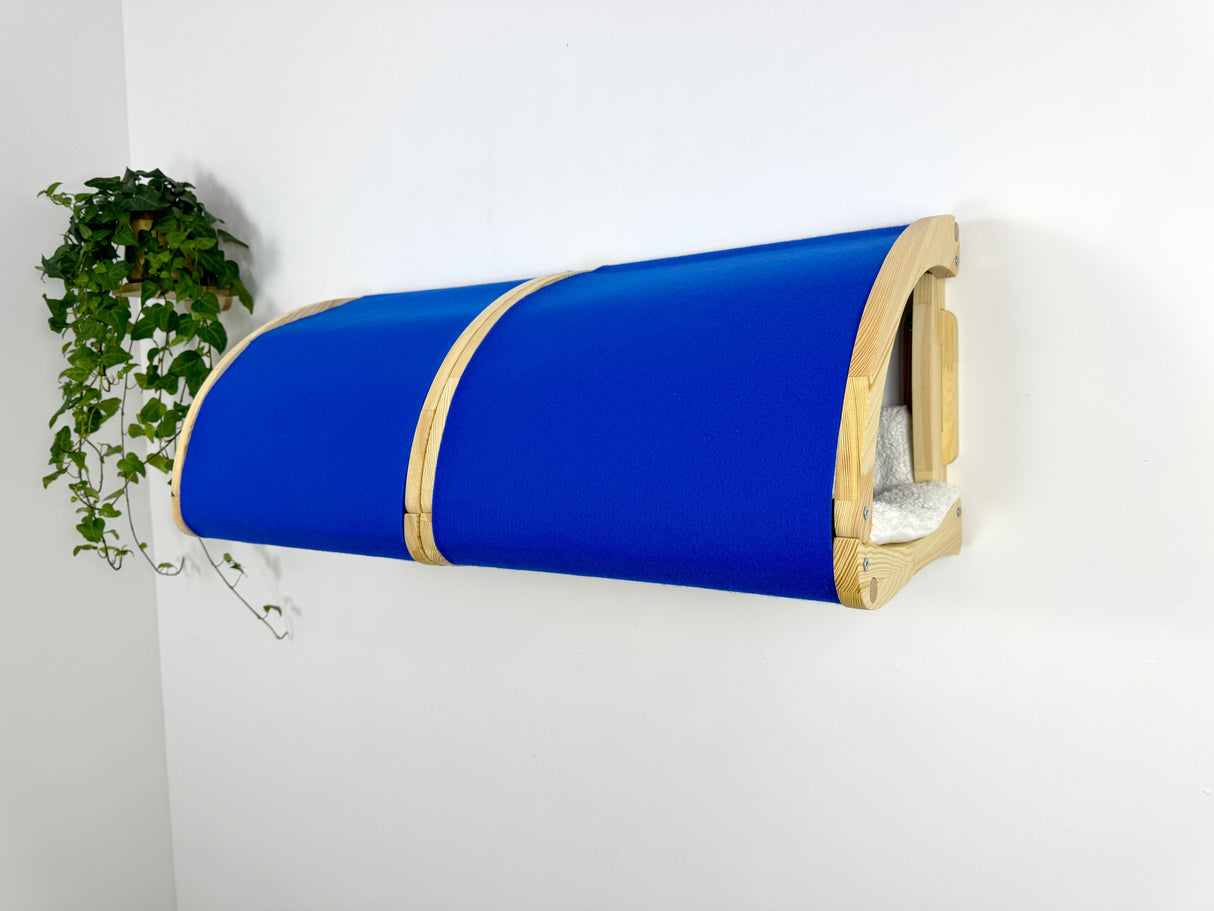 set of 2 cat tunnel bed with blue fabric