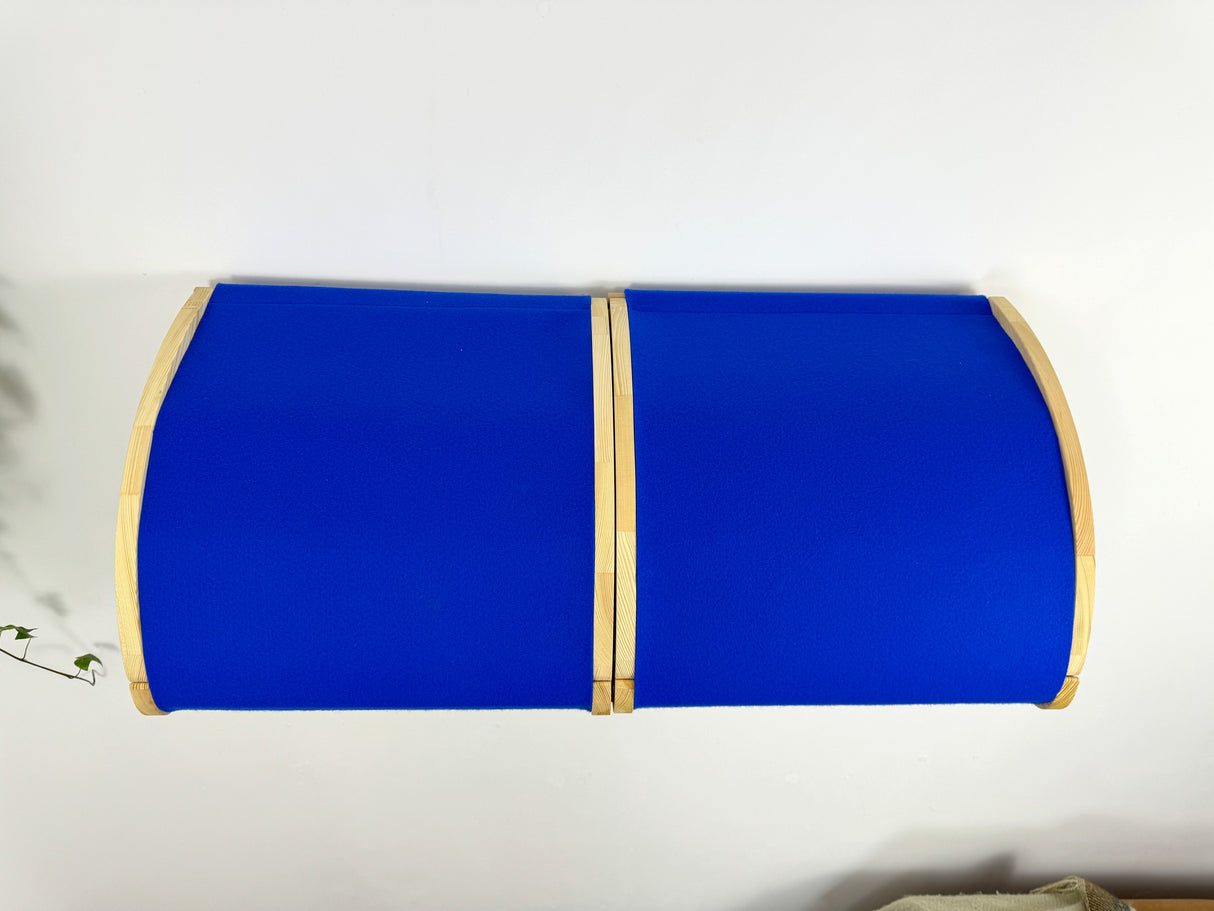 set of 2 cat tunnel bed with blue fabric