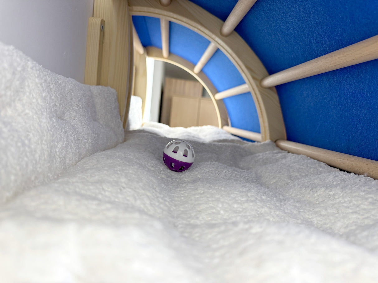 set of 2 cat tunnel bed with blue fabric