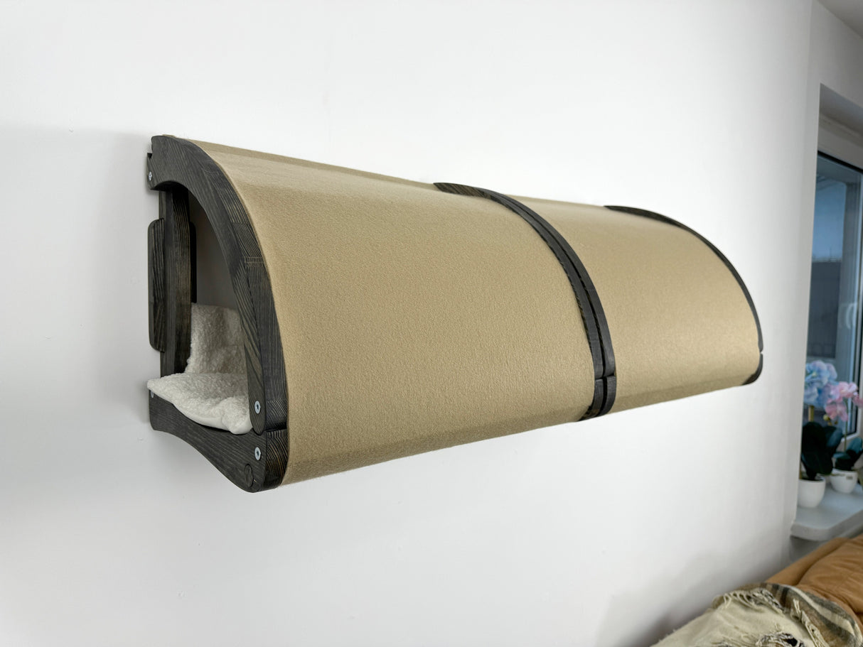 cat tunnel system with beige fabric