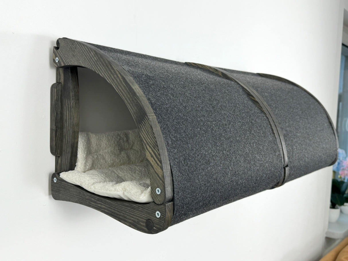 cat wall tunnel with grey fabric