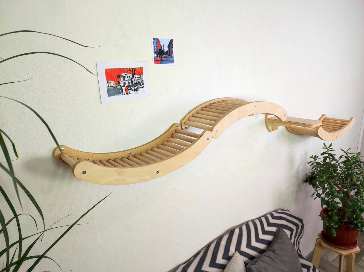 Cat wall furniture set - natural color