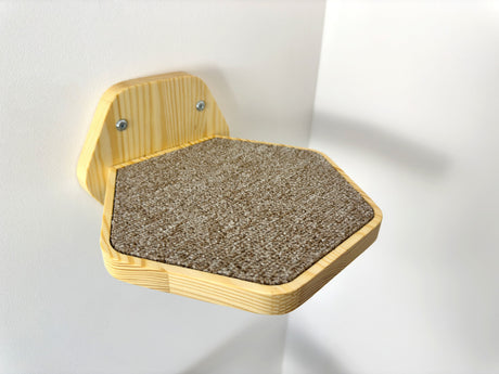 Hexgonal Wall-Mounted Cat Step with soft Carpet