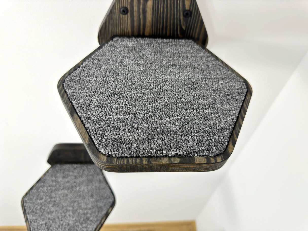 cat wall steps with carpet