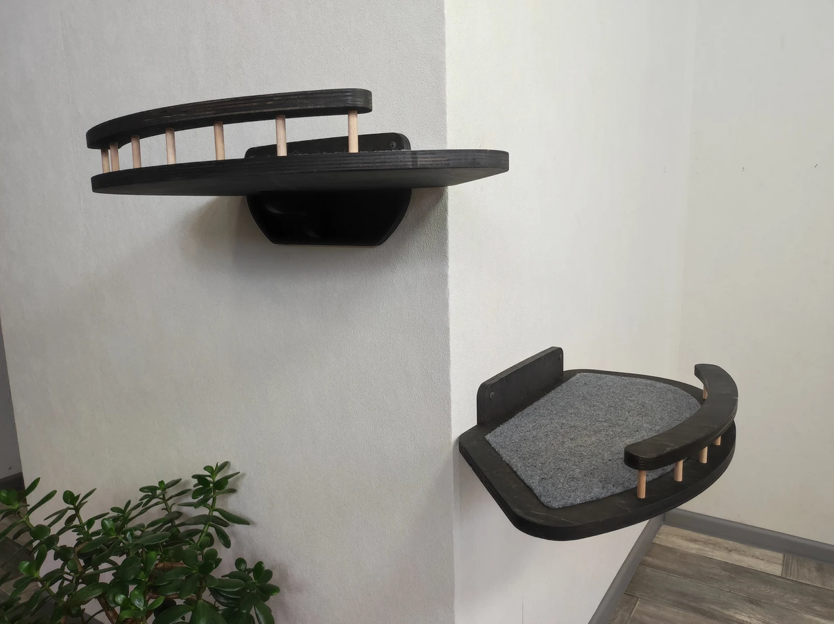 cat wall corner bed on the diferent levels