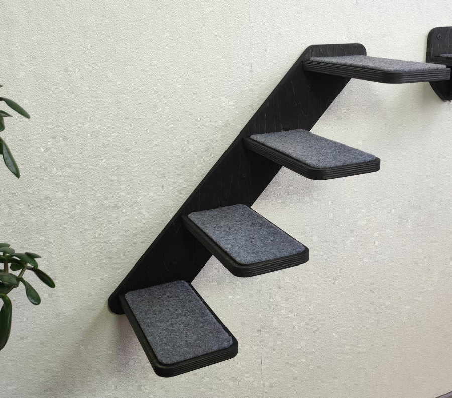Cat wall ladder of he dark wood